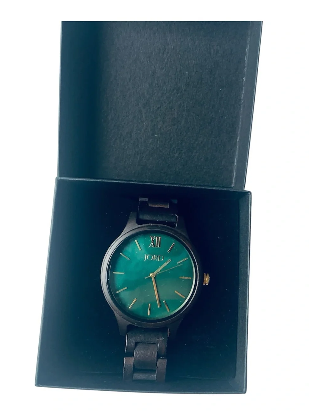 JORD Frankie Series Dark Sandalwood & Emerald Minimalist Wood Watch, 1L32).